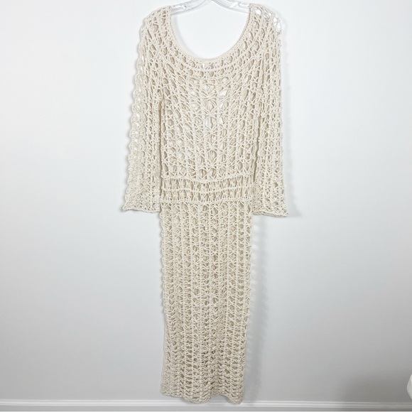 Anna Kosturova Handmade Crochet Knit Long Sleeve Maxi Dress Size Small NWT Cream - Picture 10 of 12